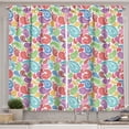 thumbnail image 1 of Ambesonne Paisley Kitchen Curtains, Modern Striped Oriental, 55"x24", Multicolor, 1 of 3