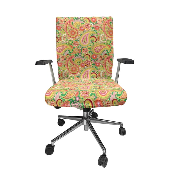Ambesonne Paisley Office Chair Cover Stretchable High Back, Colorful Vintage, Multicolor