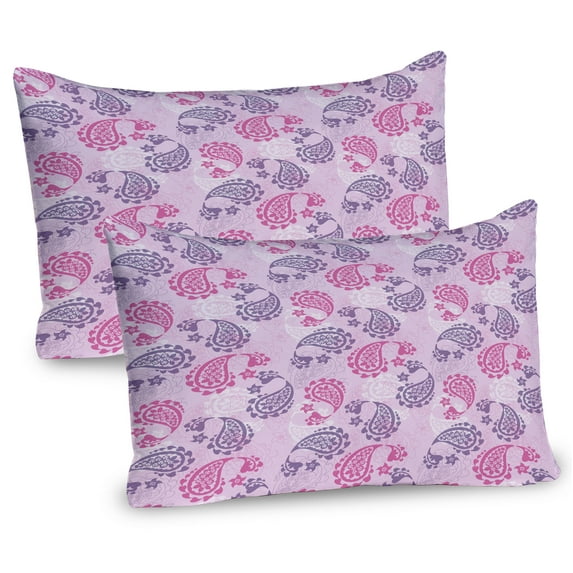 Ambesonne Paisley Pillow Sham 2 Pack, Art Effects, 26"x20", Fuchsia Lilac