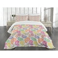 thumbnail image 1 of Ambesonne Paisley Quilted Bedspread Set 3 Pcs, Colored Pattern Flower, Queen Size, Multicolor, 1 of 3