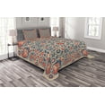 thumbnail image 1 of Ambesonne Paisley Quilted Bedspread Set 3 Pcs, Cultural Folk Persian, Queen Size, Night Blue Orange Tan, 1 of 3