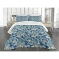 thumbnail image 1 of Ambesonne Paisley Quilted Bedspread Set 3 Pcs, Inspired Persian, King Size, Teal Navy and Tan, 1 of 5