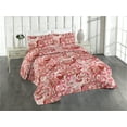 thumbnail image 1 of Ambesonne Paisley Quilted Bedspread Set 3 Pcs, Modern Botany Flowers Print, Queen, Dark Coral Pastel Pink, 1 of 4