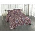 thumbnail image 1 of Ambesonne Paisley Quilted Bedspread Set 3 Pcs, Oriental Feels Ethnic Bloom, King, Eggplant Apricot Sky Blue, 1 of 4