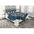thumbnail image 1 of Ambesonne Paisley Quilted Bedspread Set 3 Pcs, Owl Bird Animal Tattoo, Queen Size, Navy Blue and Purple, 1 of 3
