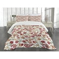 thumbnail image 1 of Ambesonne Paisley Quilted Bedspread Set 3 Pcs, Style Rose Motif, King Size, Pale Pink Red, 1 of 5