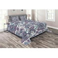 thumbnail image 1 of Ambesonne Paisley Quilted Coverlet 3 Pcs, Bohemic Floral Country, Queen Size, Purple White Blue, 1 of 2