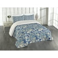 thumbnail image 1 of Ambesonne Paisley Quilted Coverlet 3 Pcs, Inspired Persian, Queen Size, Teal Navy and Tan, 1 of 4