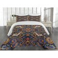 thumbnail image 1 of Ambesonne Paisley Quilted Coverlet 3 Pcs, Moroccan Floret Antique, Queen Size, Royal Blue Sand Brown, 1 of 4