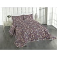 thumbnail image 1 of Ambesonne Paisley Quilted Coverlet 3 Pcs, Oriental Feels Ethnic Bloom, Queen Size, Eggplant Apricot Sky Blue, 1 of 4