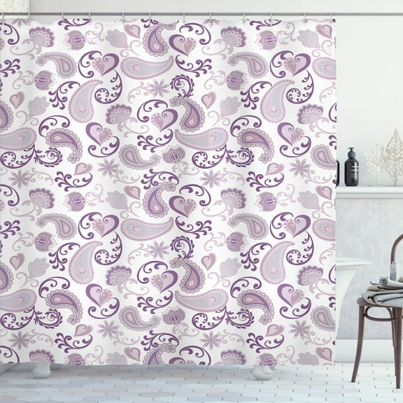 Ambesonne Paisley Shower Curtain, Bohemian Rose Buds Print, 69"Wx84"L, Pale Mauve