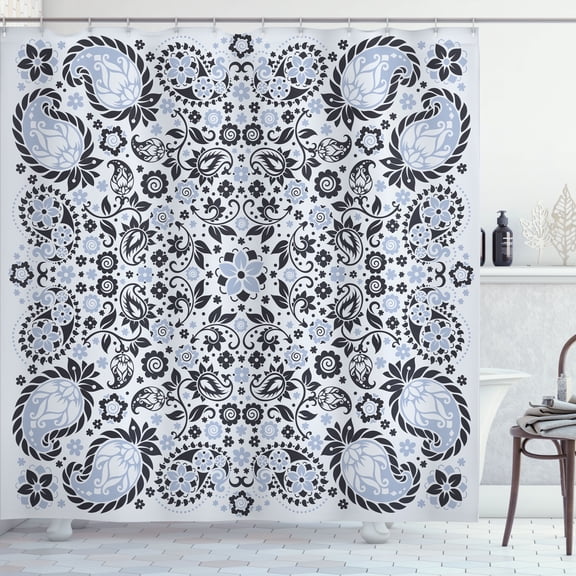 Ambesonne Paisley Shower Curtain, Floral Ornate Pattern Folk, 69"Wx70"L, Charcoal Grey
