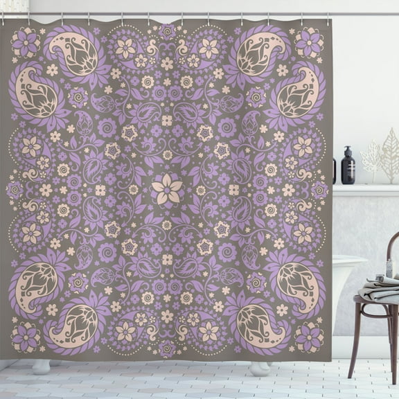 Ambesonne Paisley Shower Curtain, Floral Ornate Persian Print, 69"Wx70"L, Pale Lilac