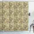 thumbnail image 1 of Ambesonne Paisley Shower Curtain, Flowers Stripes, 69"Wx84"L, Brown Black and White, 1 of 3