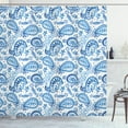 thumbnail image 1 of Ambesonne Paisley Shower Curtain, Sketch Flower and Flake, 69"Wx84"L, White and Blue, 1 of 3