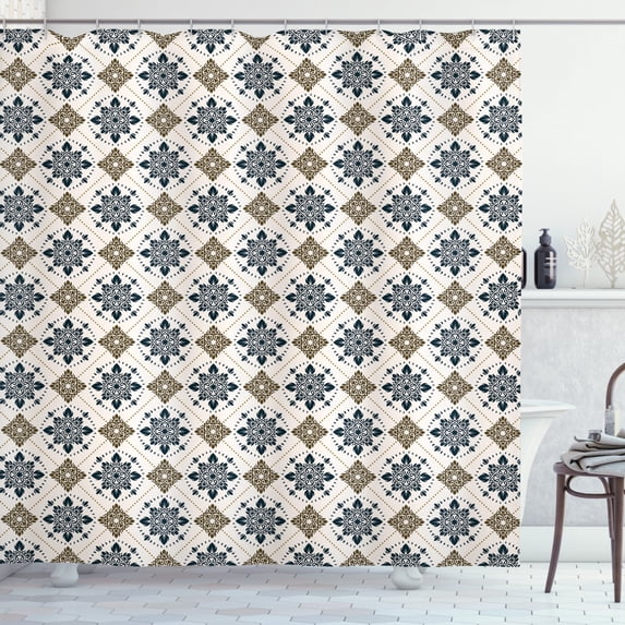 Ambesonne Paisley Shower Curtain, Vintage Patterns, 69"Wx84"L, Brown Blue