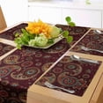thumbnail image 1 of Ambesonne Paisley Table Runner & Placemats, Middle Eastern Tribual, Placemat 4 pcs + Runner 14"x72", Burgundy and Dark Mustard, 1 of 2