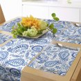 thumbnail image 1 of Ambesonne Paisley Table Runner & Placemats, Sketch Flower and Flake, Placemat 4 pcs + Runner 14"x90", White and Blue, 1 of 2