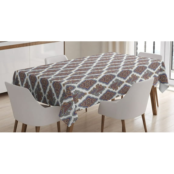 Ambesonne Paisley Tablecloth Rectangular Table Cover, Classic Floral Ornamental, 60"x84", Multicolor