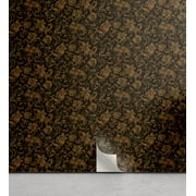 Ambesonne, Paisley Themed Peel & Stick Wallpaper for Home, Boho Damask Grunge, 13"x72", Charcoal Grey and Dark Khaki