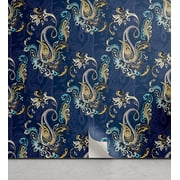 Ambesonne Paisley Themed Peel & Stick Wallpaper for Home, Eastern Floral Boho, 13"x72", Dark Indigo Mustard Cream