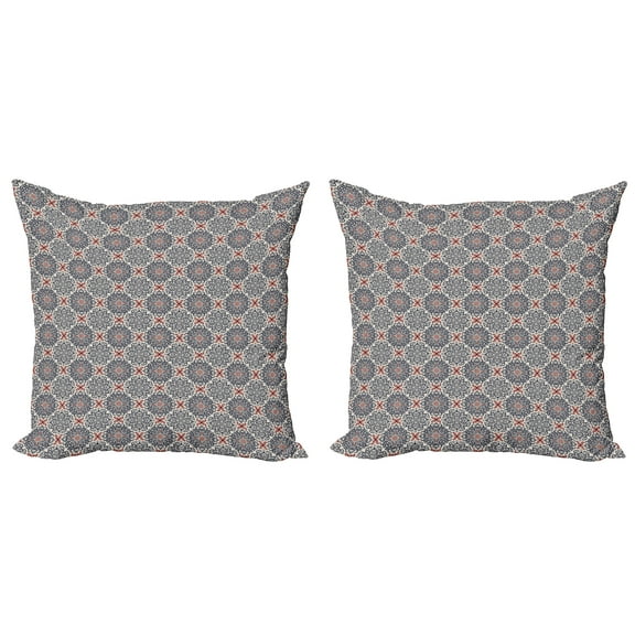 Ambesonne Paisley Throw Pillow Cover 2 Pack, Boho Floral Vintage, 20", Multicolor
