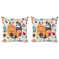 thumbnail image 1 of Ambesonne Paisley Throw Pillow Cover 2 Pack, Cat and Flower Leaf, 20", Multicolor, 1 of 2