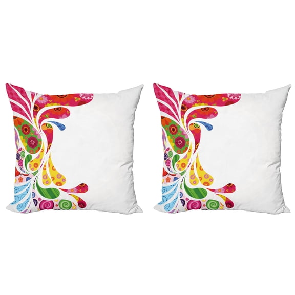 Ambesonne Paisley Throw Pillow Cover 2 Pack, Retro Floral Leaf Art, 16", Multicolor