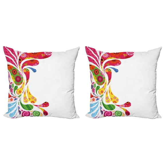 Ambesonne Paisley Throw Pillow Cover 2 Pack, Retro Floral Leaf Art, 18", Multicolor