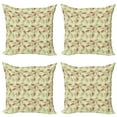 thumbnail image 1 of Ambesonne Paisley Throw Pillow Cover 4 Pack, Floral Leaf Pattern, 24", Red and Pale Green, 1 of 2