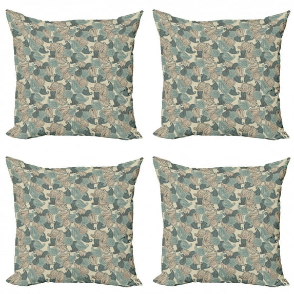 Ambesonne Paisley Throw Pillow Cover 4 Pack, Teardrop Eastern Motif, 20", Multicolor