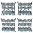 thumbnail image 1 of Ambesonne Paisley Throw Pillow Cover 4 Pack, Triplet Design with Stripes, 24", Blue and White, 1 of 6
