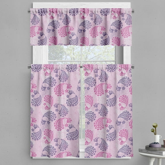 Ambesonne Paisley Valance & Curtain, Art Effects, 55"x30", Fuchsia Lilac