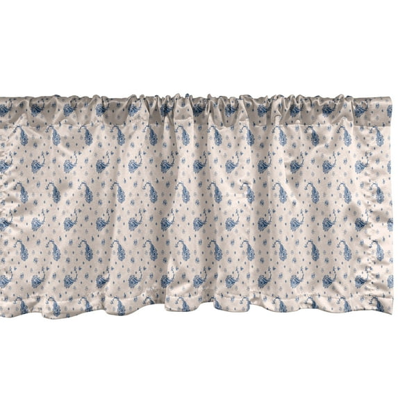Ambesonne Paisley Valance Pack of 2, Whimsical Floral Ornament, 54"X12", Dark Lavender Eggshell