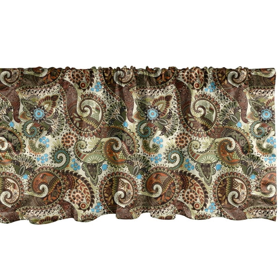 Ambesonne Paisley Window Valance, Blooms Ethnic, 42" x 18", Multicolor