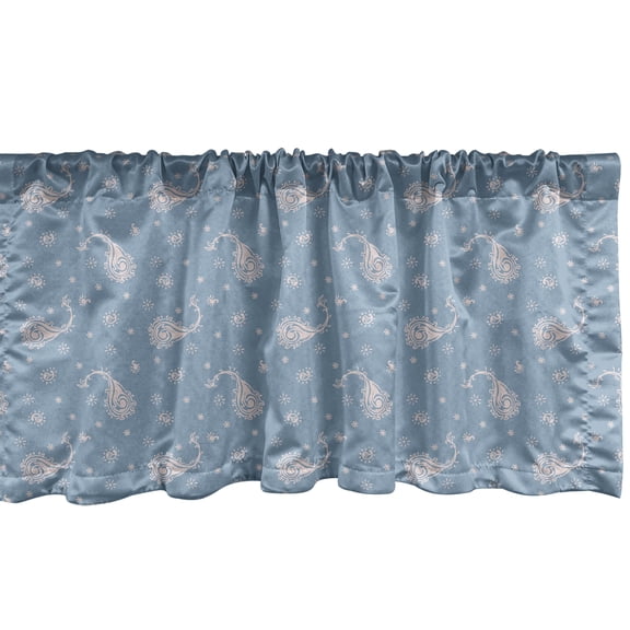 Ambesonne Paisley Window Valance, Bohemian Floral Pattern Art, 42" x 12", Pale Slate Blue Rose