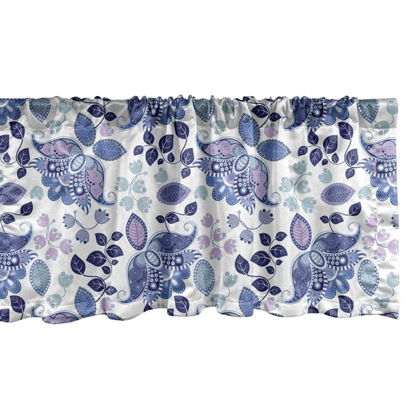 Ambesonne Paisley Window Valance, Boho Pastel Leaves, 54" X 12", Mauve Violet Blue