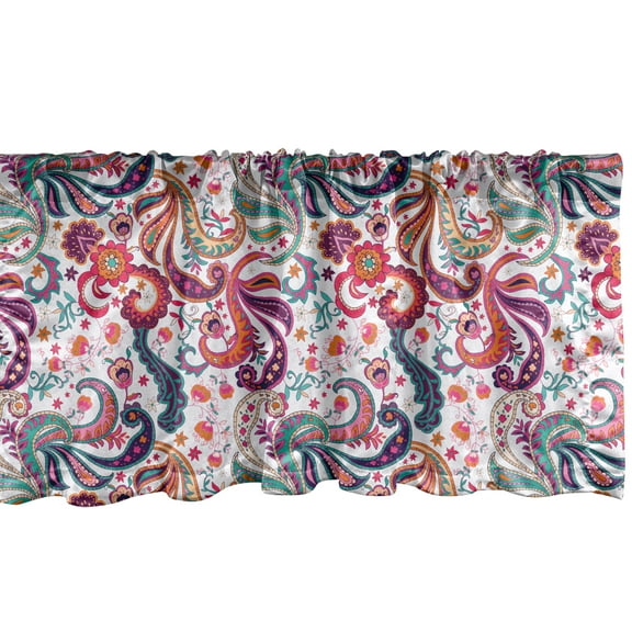 Ambesonne Paisley Window Valance, Colorful Floral Petals Art, 54" X 12", Multicolor
