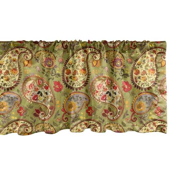 Ambesonne Paisley Window Valance, Colorful Persian Style, 54" X 18", Multicolor