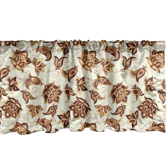 Ambesonne Paisley Window Valance, Motif, 54" X 18", Pale Coffee