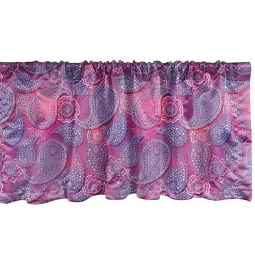 Ambesonne Paisley Window Valance, Oriental Damask Colors, 54" X 18", Pink Fuchsia