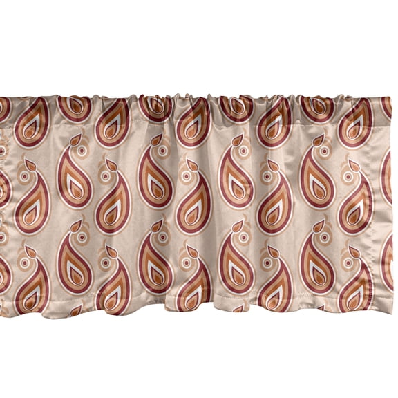 Ambesonne Paisley Window Valance, Persian Style Pattern, 54" X 18", Pale Orange Pale Peach
