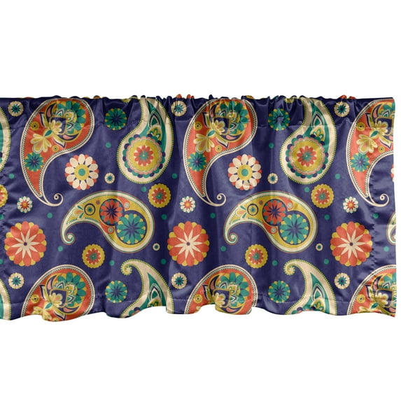 Ambesonne Paisley Window Valance, Repetitive Floral Pateh, 54" X 18", Multicolor