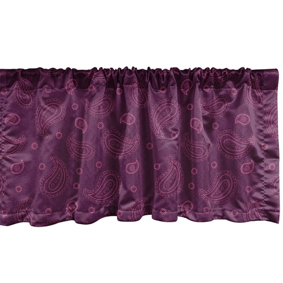 Ambesonne Paisley Window Valance, Simplistic Outline Floral, 54" X 18", Plum and Pink