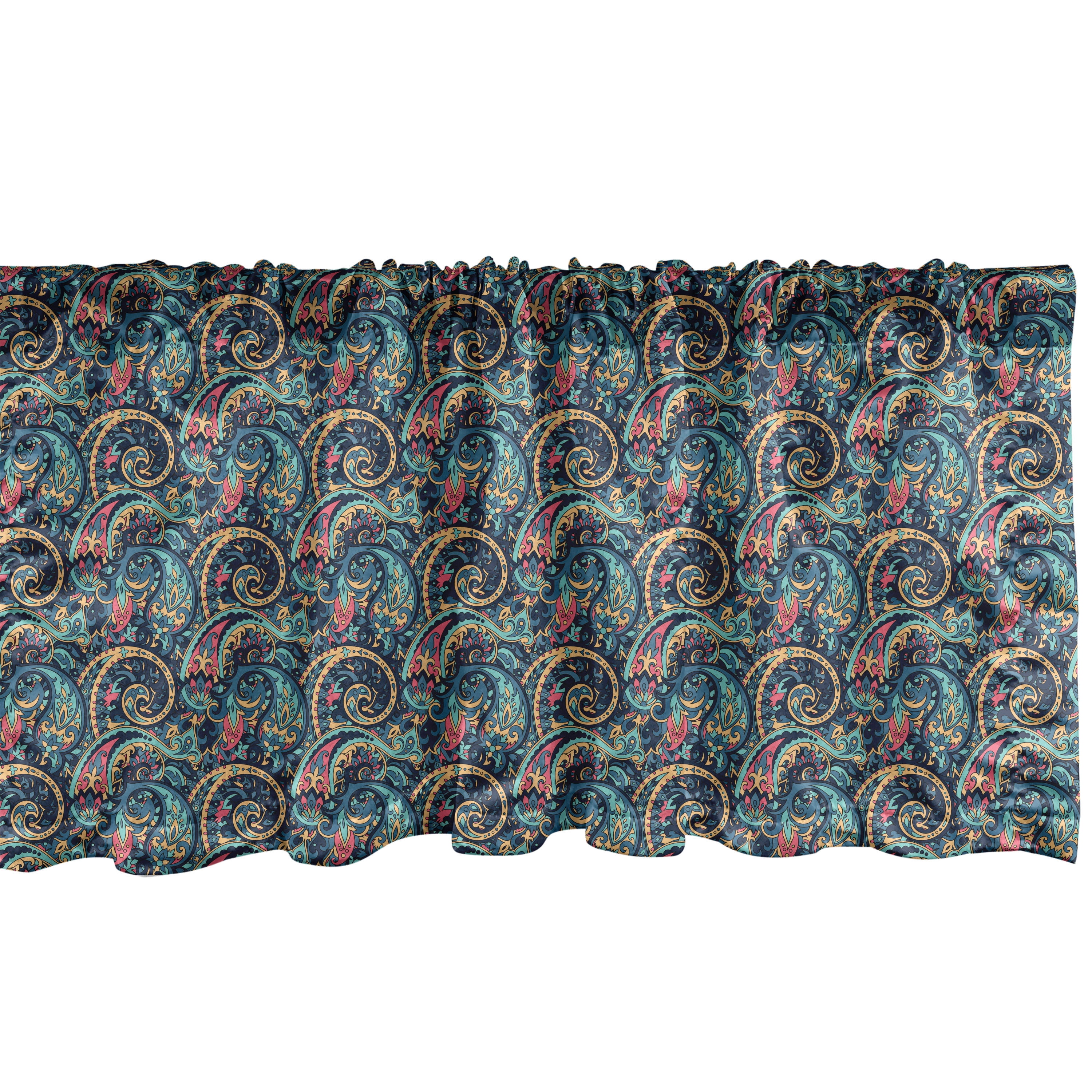 Multi Patterned Valance Ambesonne Paisley Window Valance, Tribal Vibrant Pattern, 54