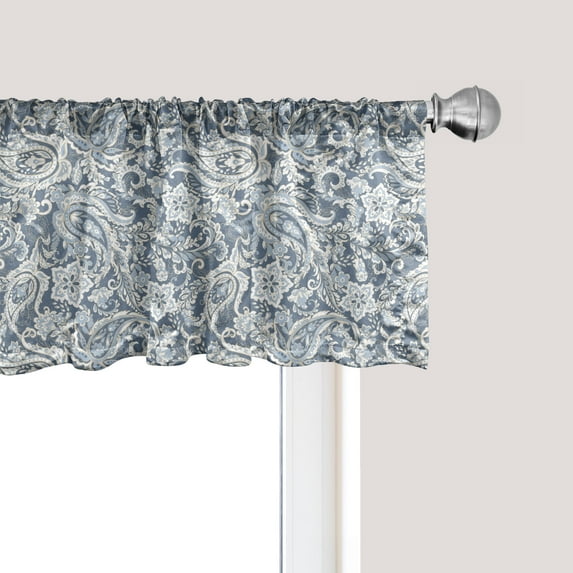 Ambesonne Paisley Window Valance, Vintage Floral, 42" x 18", Blue Grey Purpleblue