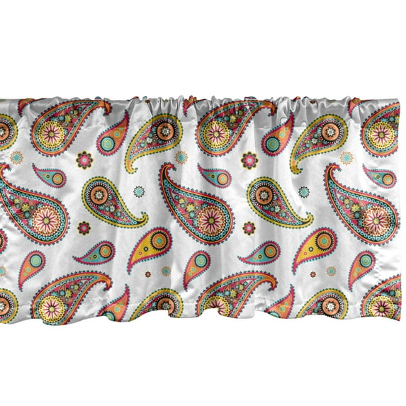 Ambesonne Paisley Window Valance, Vintage Hipie Ethnic, 54" X 12", Multicolor