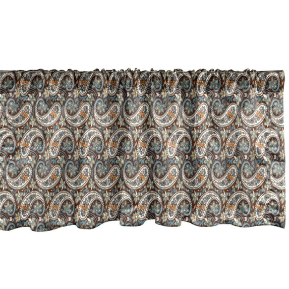 Ambesonne Paisley Window Valance, Vintage Oriental Ethnic, 42" x 12", Redwood and Blue Grey