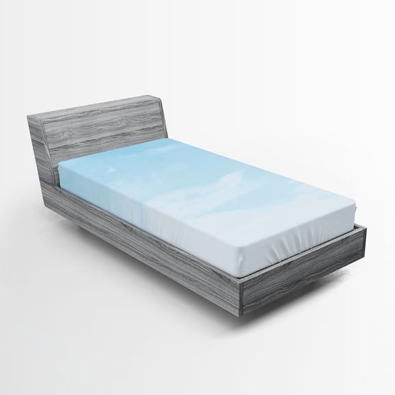 Ambesonne Pale Blue Fitted Sheet 2 Pcs Set, Soft Pastel Sky Clouds, Twin XL, Pale Blue