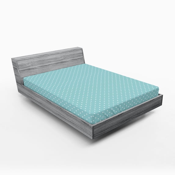 Ambesonne Pale Blue Fitted Sheet, Polka Dots Classical, Queen Size, Pale Blue White